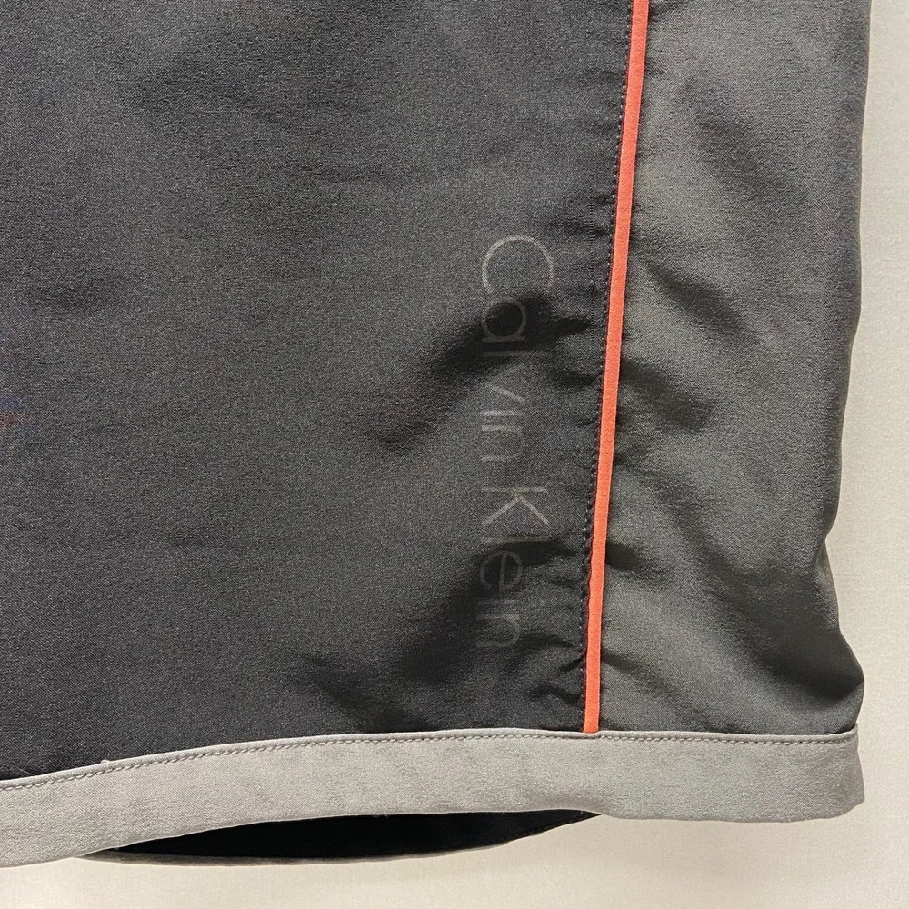 Calvin Klein Swim Board Shorts Men's Medium Black Grey Red Logo Drawstring Waist